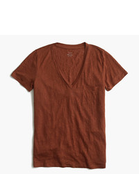 Brown V-neck T-shirt