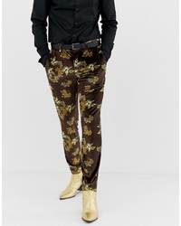 ASOS DESIGN Skinny Suit Trouser In Velvet With Floral