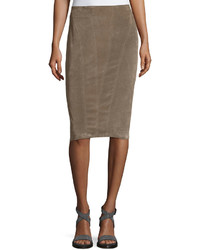 Brown Velvet Pencil Skirt