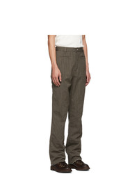 Loewe Brown Wool Striped Fisherman Trousers