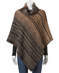 Brown Vertical Striped Poncho