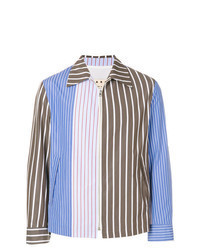 Brown Vertical Striped Shirt Jacket