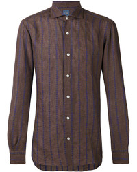 Brown Vertical Striped Shirt