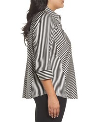 Foxcroft Plus Size Fallon Satin Stripe Cotton Shirt