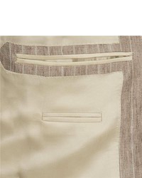 Isaia Heathered Stripe Suit Linen