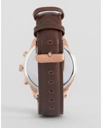 Asos Watch In Brown With Rose Detail