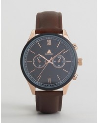 Asos Watch In Brown With Rose Detail