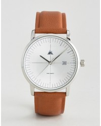 Asos Watch With Domed Lens And Date Window In Tan