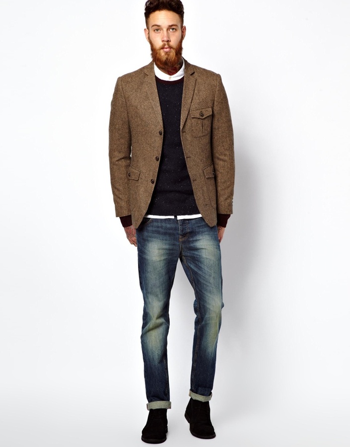 Asos Brand Slim Fit Blazer In Donegal 129 Asos Lookastic 0503