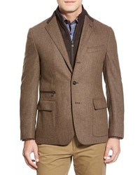 Corneliani Classic Fit Herringbone Wool Cashmere Sport Coat With Removable Liner