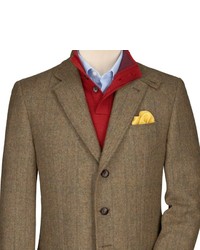 Charles Tyrwhitt Olive Herringbone British Wool Classic Fit Norfolk Jacket
