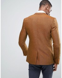Asos Tall Skinny Texture Blazer In Tan Wool Mix