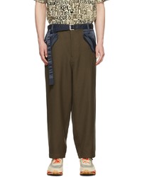 Sacai Khaki Navy Wool Nylon Trousers