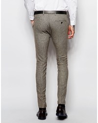 Asos Brand Super Skinny Suit Pants In Dogstooth In Brown