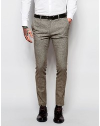 Asos Brand Super Skinny Suit Pants In Dogstooth In Brown