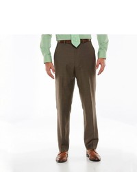 Chaps Classic Fit Brown Wool Blend Comfort Stretch Flat Front Suit Pants