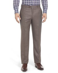 Hickey Freeman Flat Front Solid Wool Travel Trousers