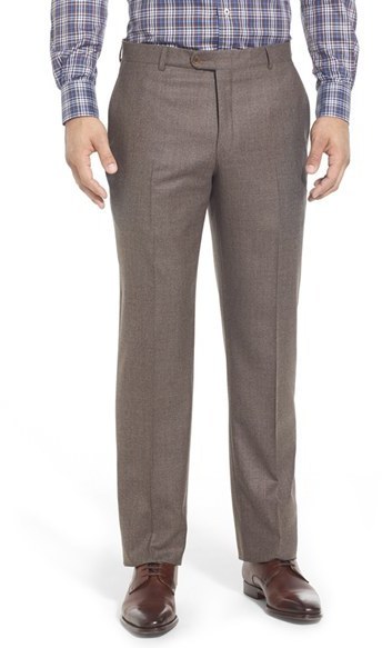 Hickey Freeman Flat Front Solid Wool Travel Trousers, $350 | Nordstrom ...