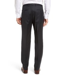 BOSS Leenon Flat Front Regular Fit Solid Wool Trousers