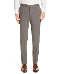 Canali Solid Stretch Wool Trousers
