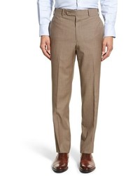 JB Britches Torino Flat Front Solid Wool Trousers