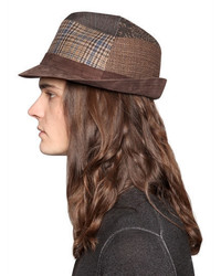 Etro Patchwork Wool Suede Brimmed Hat