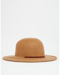 Brixton Wide Brim Felt Hat With Contrast Leather Trim