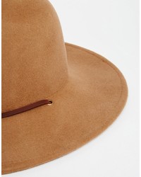 Brixton Wide Brim Felt Hat With Contrast Leather Trim