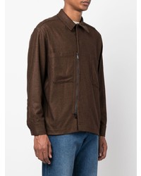 Maison Flaneur Long Sleeve Zip Detail Shirt