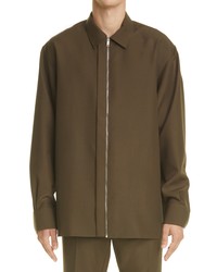 Givenchy Zip Front Woven Wool Shirt