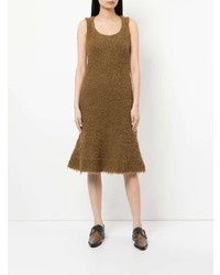 Brown Wool Midi Dress
