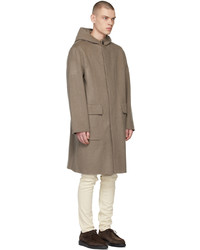 Theory Taupe Wool Cashmere Hooded Coat