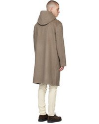 Theory Taupe Wool Cashmere Hooded Coat