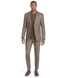 BOSS Hugegenius Trim Fit Solid Wool Blend Suit