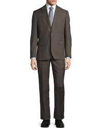 Neiman Marcus Sharkskin Modern Fit Two Piece Suit Brown