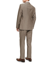 Giorgio Armani Taylor Solid Sharkskin Two Piece Wool Suit Tan