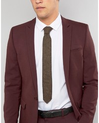 Asos Slim Tie In Wool Mix With Colored Neps And Frayed Edge