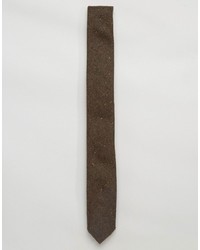Asos Slim Tie In Wool Mix With Colored Neps And Frayed Edge