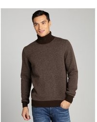 Brioni Brown Patterned Cashmere Turtleneck Sweater