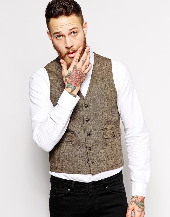 Asos Brand Slim Fit Vest In Tweed, $59 | Asos | Lookastic.com