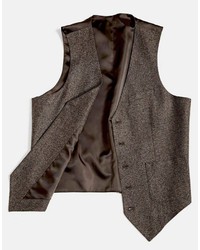 Asos Brand Slim Vest In Herringbone