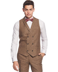 Bar III Brown Tweed Slim Fit Vest Only At Macys