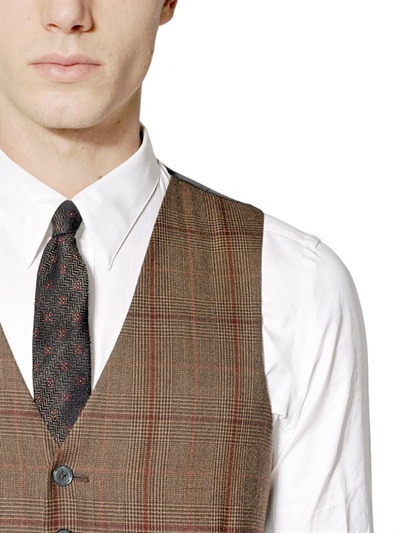 Prince Of Wales Stretch Wool Vest, $301 | LUISAVIAROMA | Lookastic