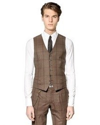 Prince Of Wales Stretch Wool Vest