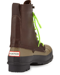 Hunter Boot Original Rubber Lace Up Two Tone Boots Browngreen