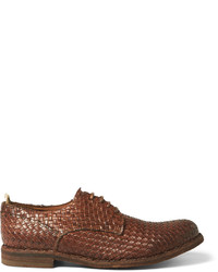 Brown Woven Derby Shoes