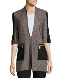 Misook Woven Jacket With Zip Pockets