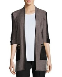 Misook Woven Jacket With Zip Pockets