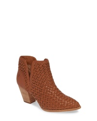 Brown Woven Leather Ankle Boots