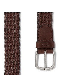 Hugo Boss 35cm Dark Brown Woven Leather Belt